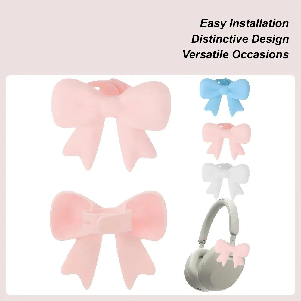 3D Bows Bow Headphone Accessories Silicone Clip On Headset Attachment Cute Reusable Headset Decorations For Friend Gift