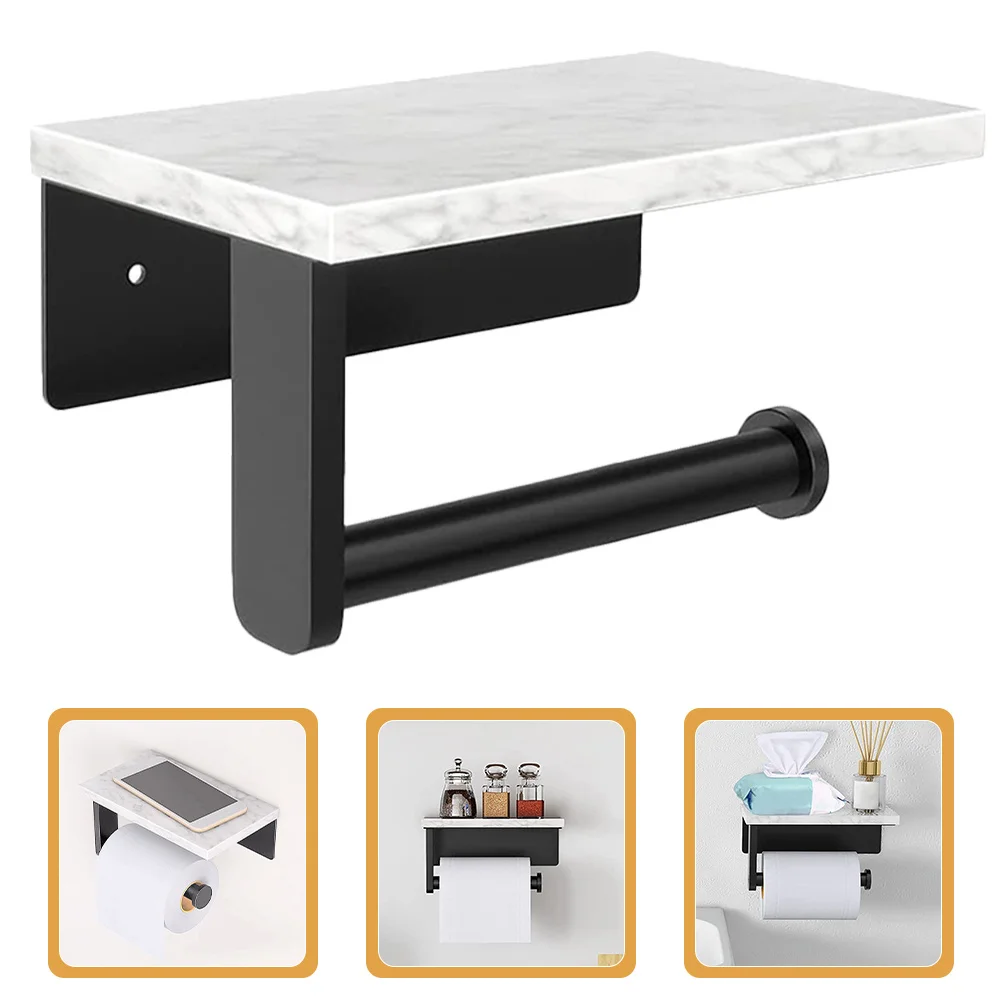 

Elegant Stainless Steel Marble Toilet Paper Stand Wall Mounted Roll Paper Hanger Simple Design Toilet Roll Holder Wall Mounted