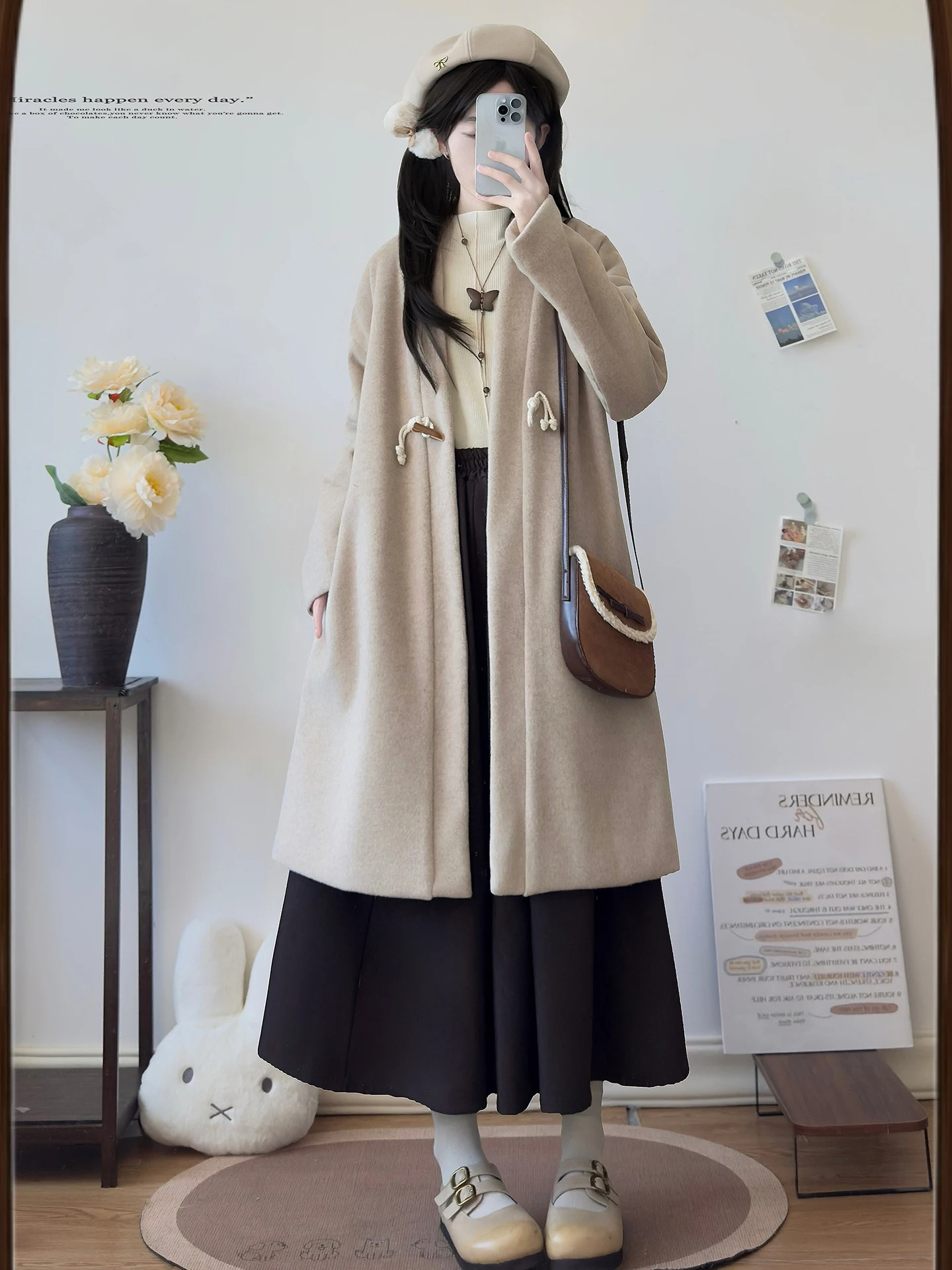 

HanTing Ji Новое зимнее утепленное женское шерстяное пальто-куртка для повседневной носки, осенне-зимний комплект Hanfu