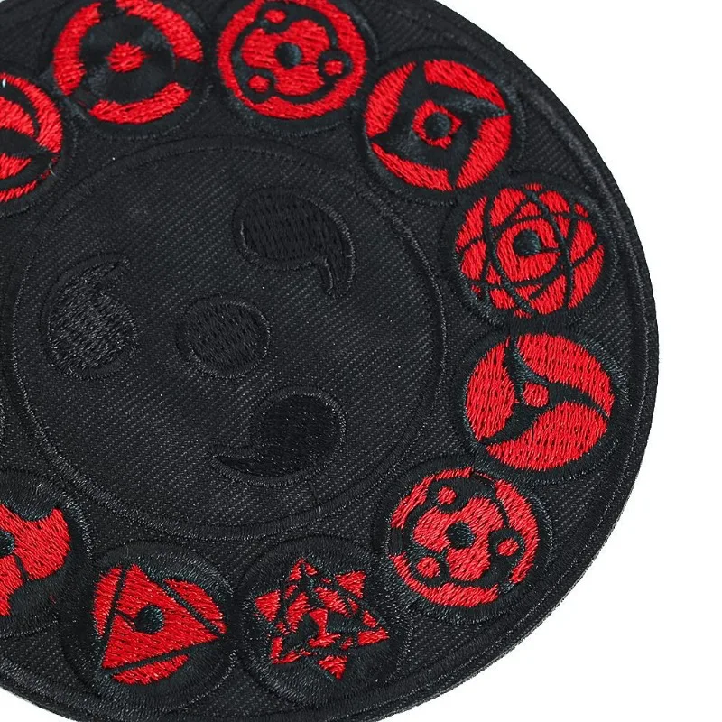 New Anime Naruto Sharingan Personalized Circular Embroidered Cloth Patch Embroidered Hole Seamless Patch Clothing Accessories