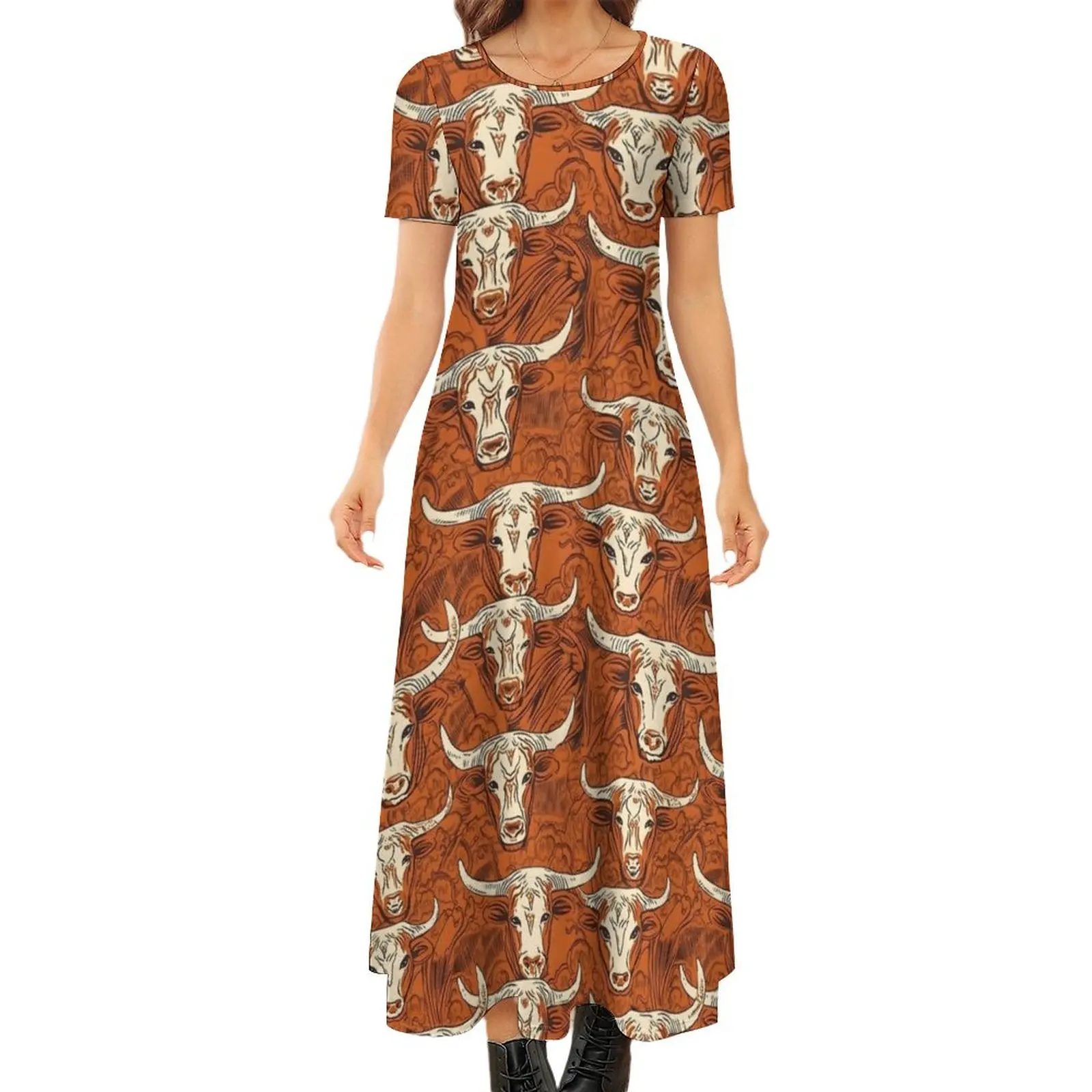 

Texas Longhorns Round Neck Short Sleeve Dress elegant party dress for women 2024 womans clothing Dress for girls