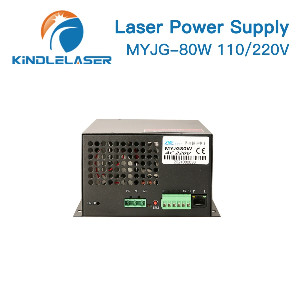 KINDLELASER Alimentatore laser CO2 80W MYJG-80W 110V/220V per macchina da taglio per incisione di tubi laser
