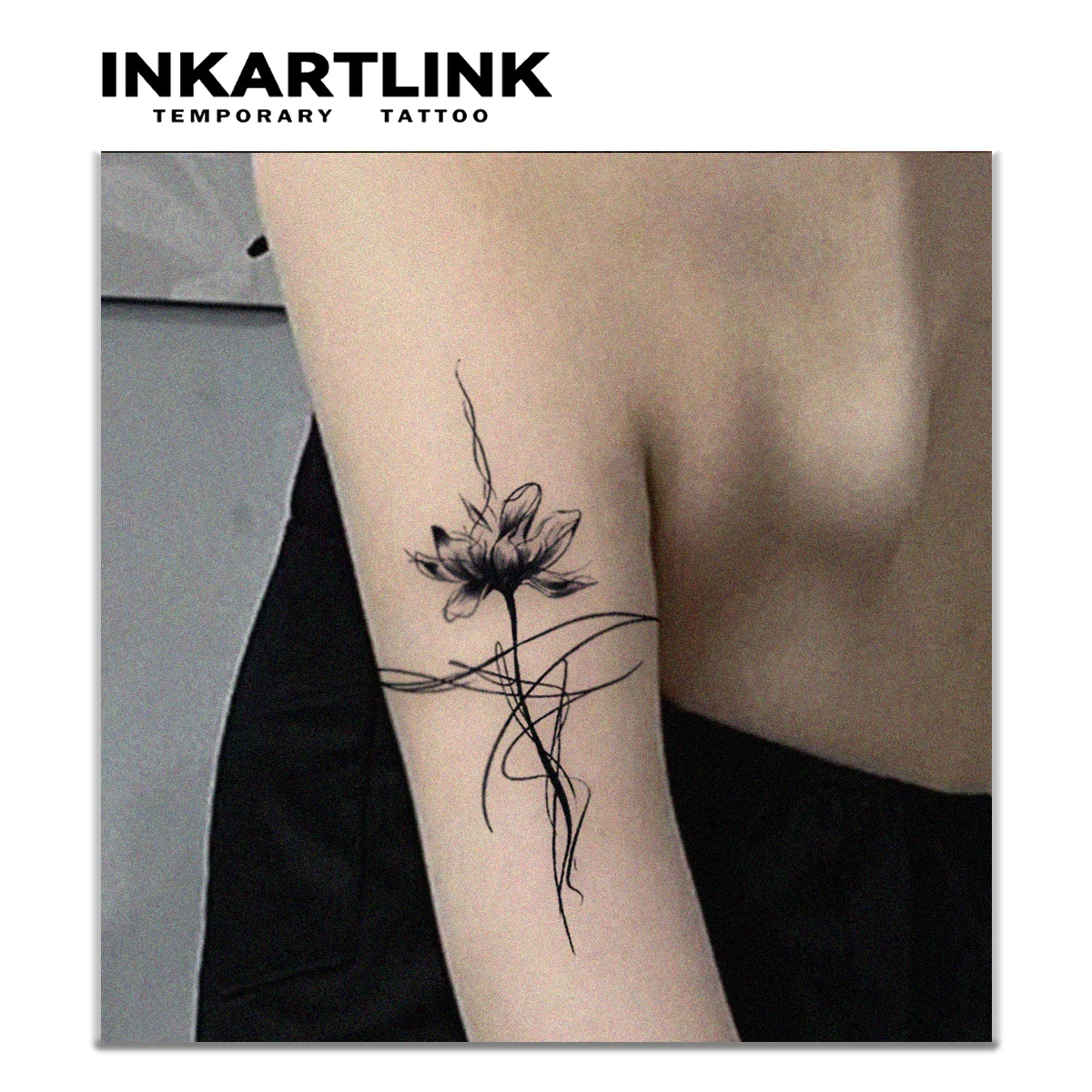 Ink Lotus Flower temporary tattoo sticker, waterproof magic tattoo, lasts to 15 days fake tattoo, semi permanent tattoo