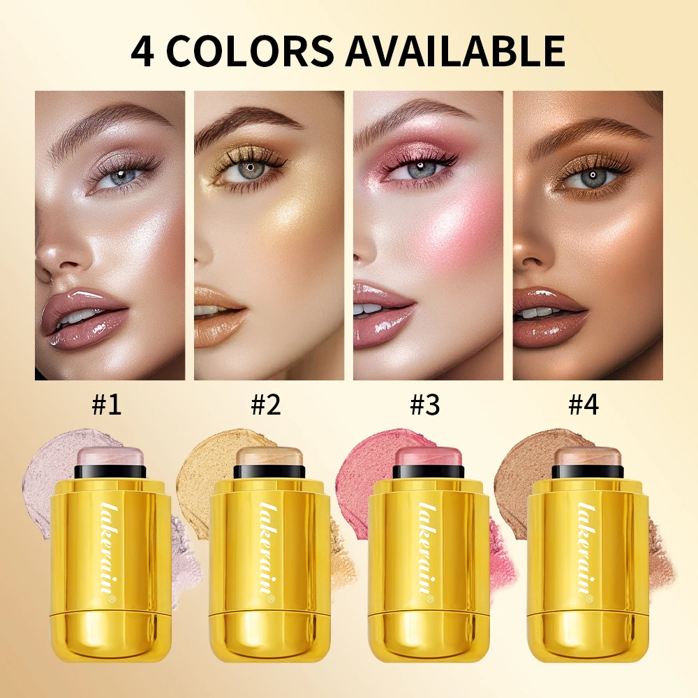 Gloss  Blush Stick 3-in-1 Waterproof Long Lasting Contouring for Face Makeup Cheek Lip Tinted Moistured Blush Stick Cosmeti