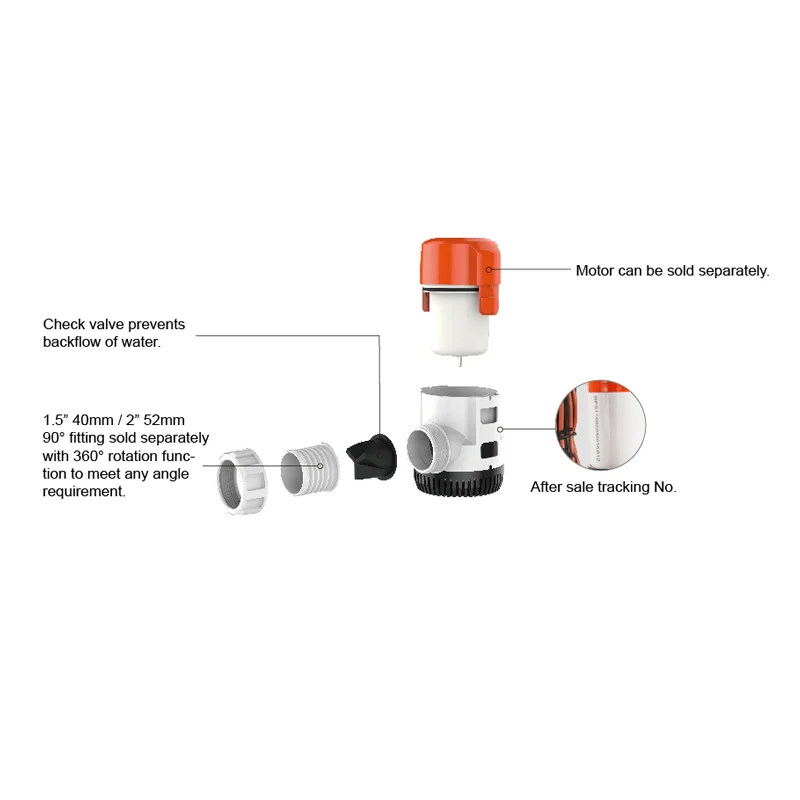 24V 3700 GPH Bilge Pump on Marine With Anti-Airlock Protection