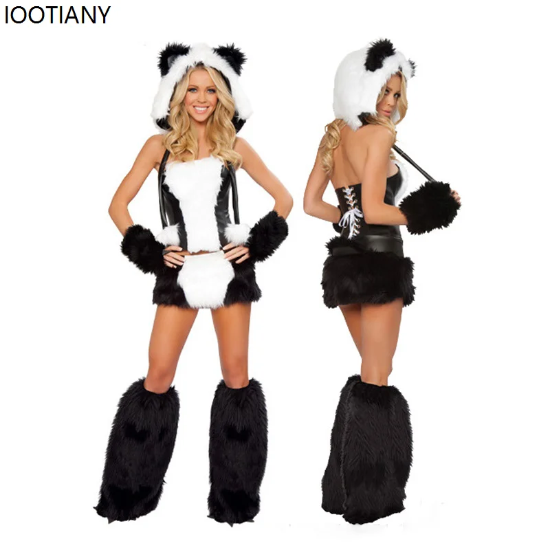 Women Sexy Furry Cartoon Animal Cosplay Costumes Anime Rabbit Fox Catwoman Fancy Dress Carnival Party Stage Performance Dress Up