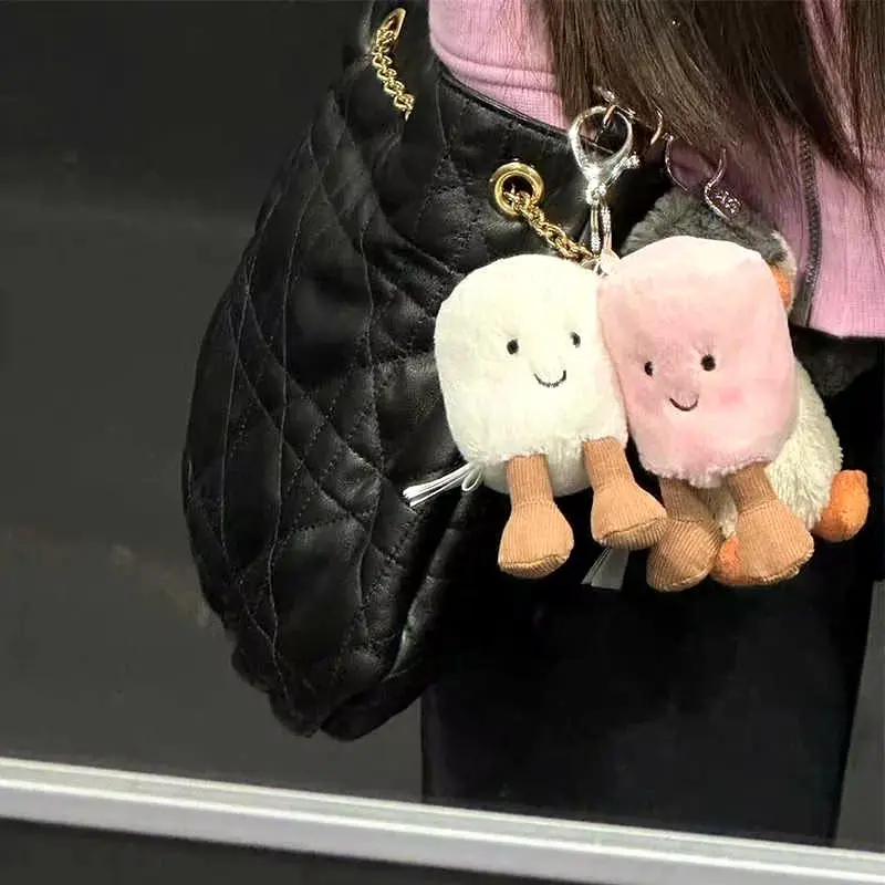 Jelly Cat Fun Marshmallow Keychain Cotton Candy Two Tone Cute Soft Two Tone Keychain Bag Pendant Accessories Doll Pendant Gifts