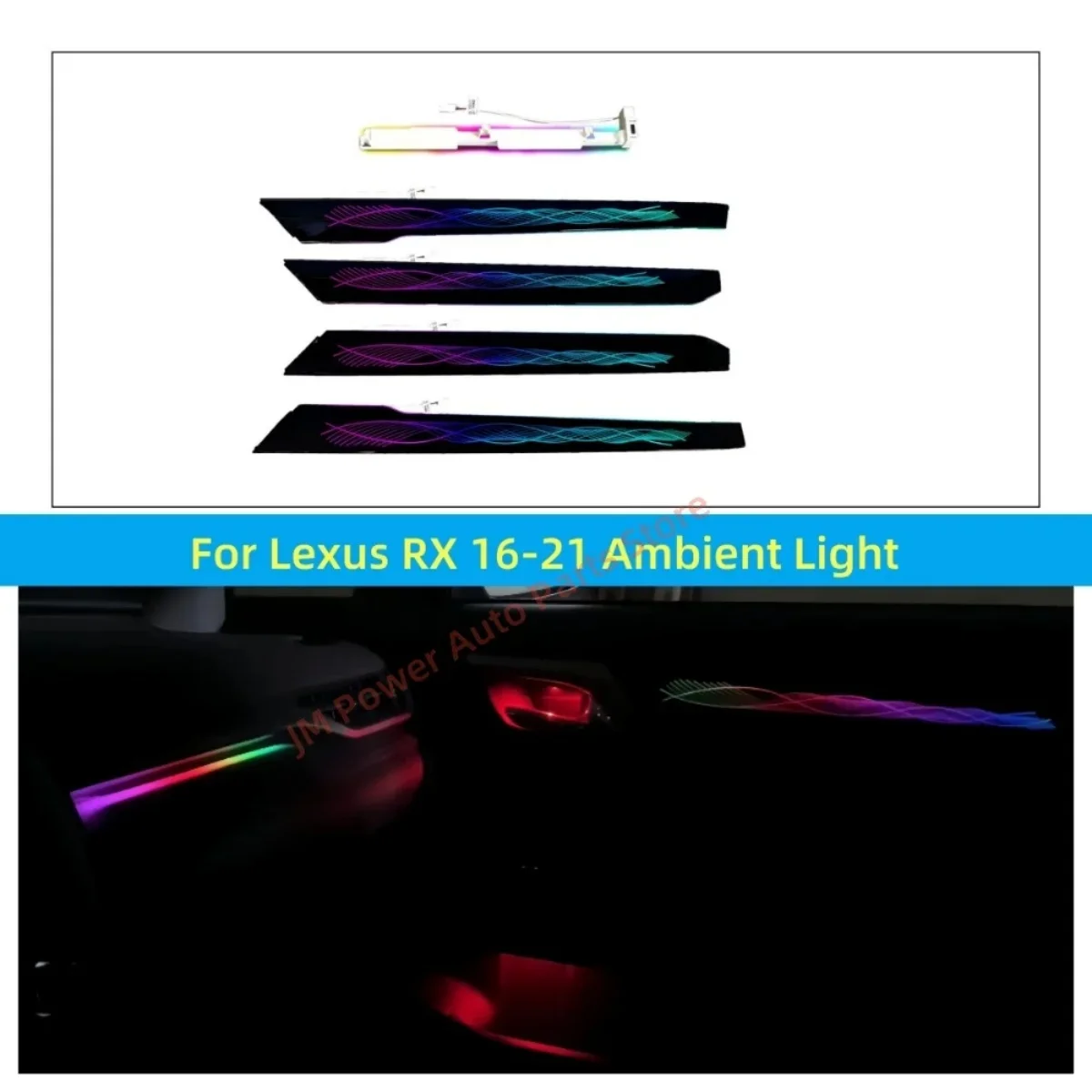 Custom trim strip For Lexus RX 2016+ LED Ambient Light Car Interior lighting Upgrade APP control car accessories Atmosphere lamp