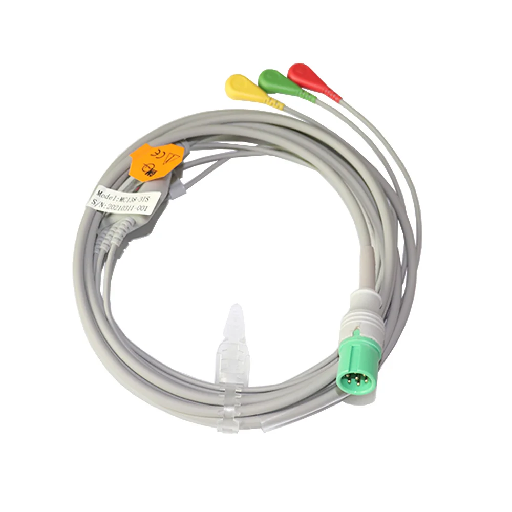 Compatible with  Contec 3-lead ECG cable with leadwire,Round 7 pin IEC Snap