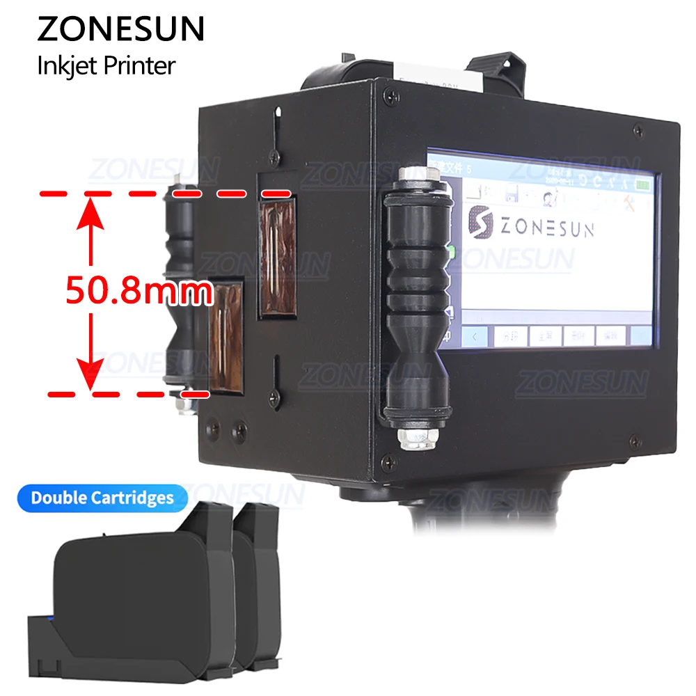 ZONESUN ZS-HIP508 Color Expiry Date Labeling Logo Coding Large Character 50.8MM Portable Handheld Inkjet Printer