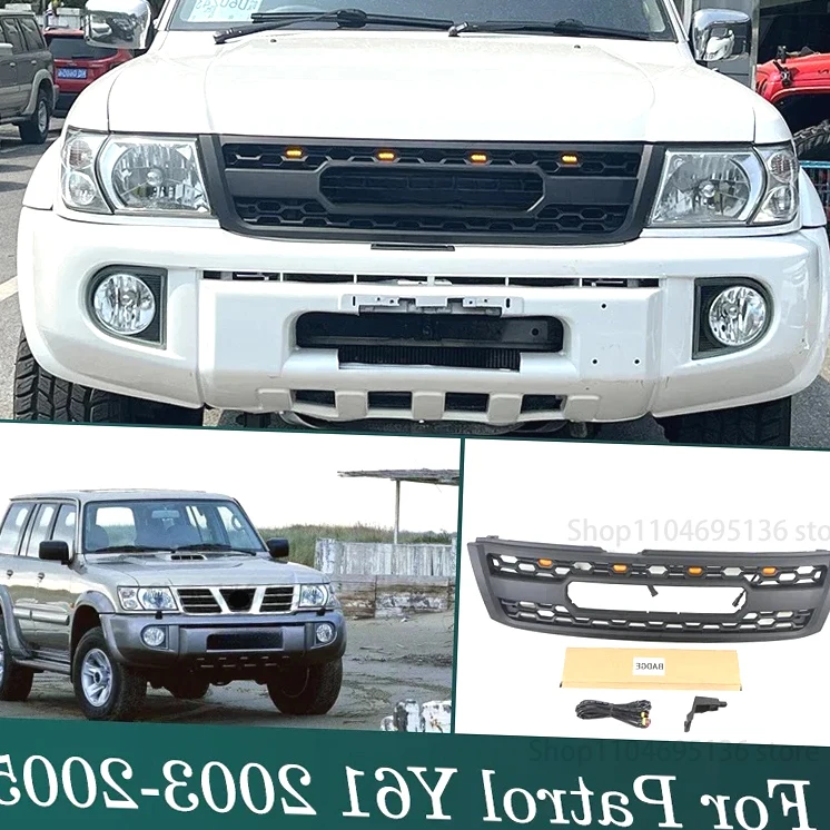 Calandre avec lumière LED, pièces automobiles, gril de course modifié, convient pour Nissan Patrol Y61 2003 – 2005, nouveauté