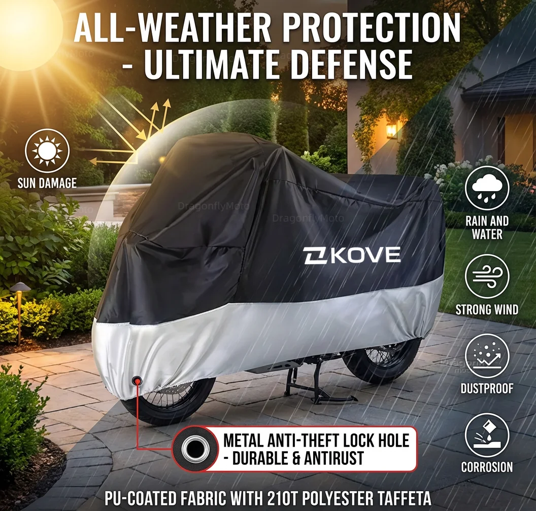 

For KOVE 800X Pro/Rally 525X 500X 400X 800 525 500 400 X Motorcycle Cover Silver Black Waterproof Dustproof UV Protection