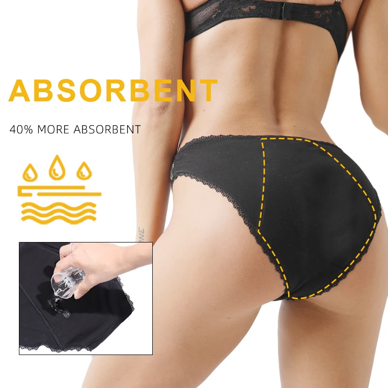 Bamboo Comfortable women's period panties 4 layer leak-proof absorbent menstrual period underwear postpartum incontinence briefs - view 2