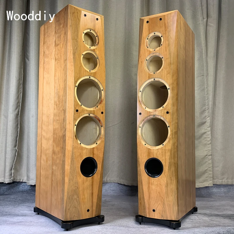 

Wooddiy Double 6.5 Inch Hifi Wood Speaker Empty Box Birch Plywood One Pair Three Way Cherry Veneer Cabinet
