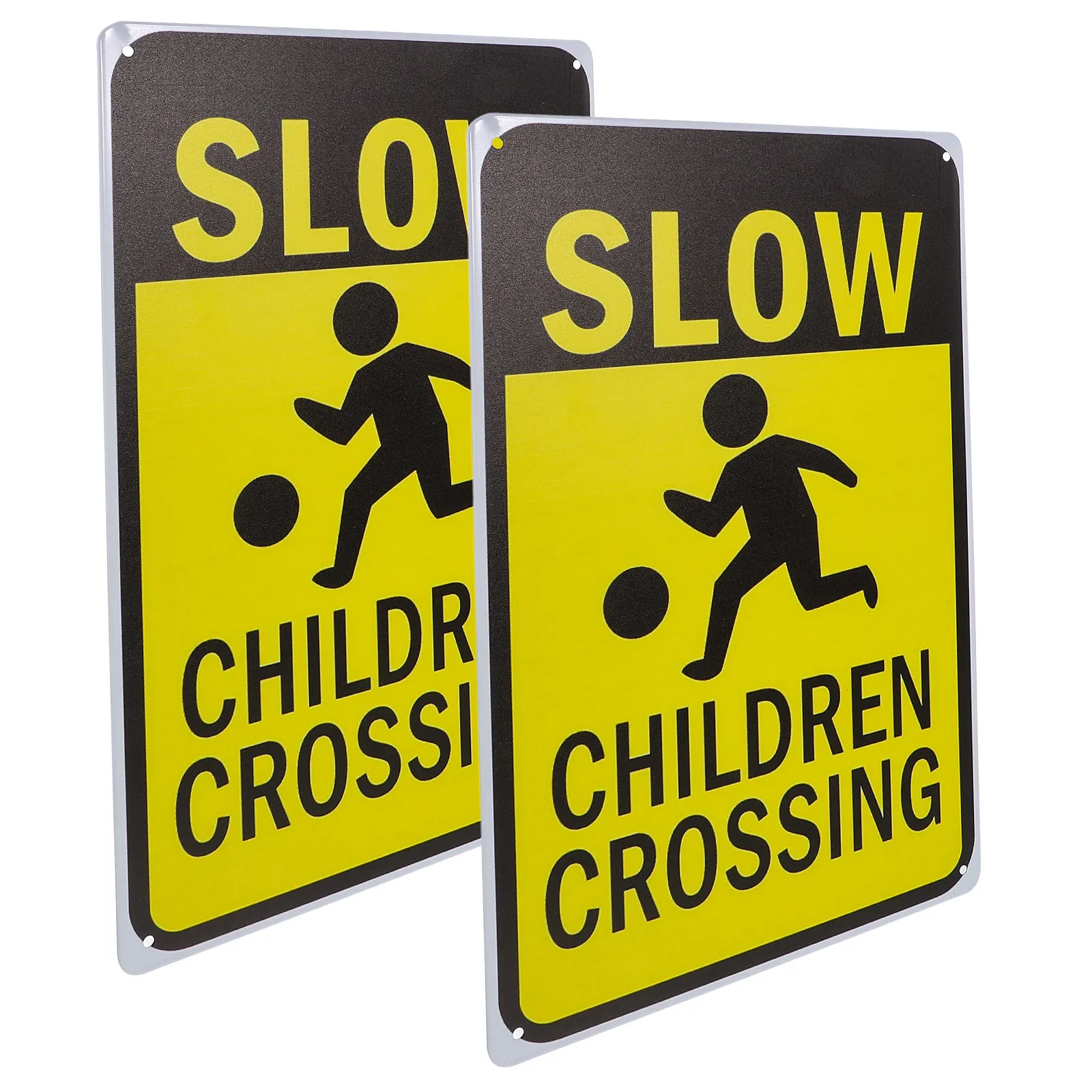2pcs-caution-crossing-signs-weather-resistant-safety-signs-drive-slow-warning-sign-for-streets-schools-parks
