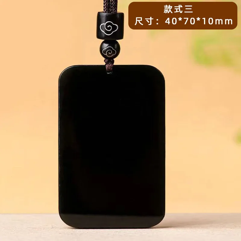 

Natural Black Jade Necklace Men Women Fine Jewelry Accessories Genuine Hetian Jades Nephrite Blank Rectangular Pendant Necklaces