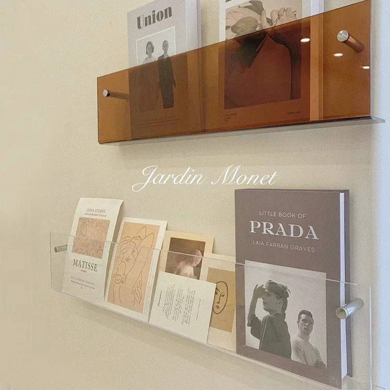 Acrylic Wall-Mounted Book Stand Creative Transparent Display Shelves for Magazines and Picture Books Wall Organization Hot Sale