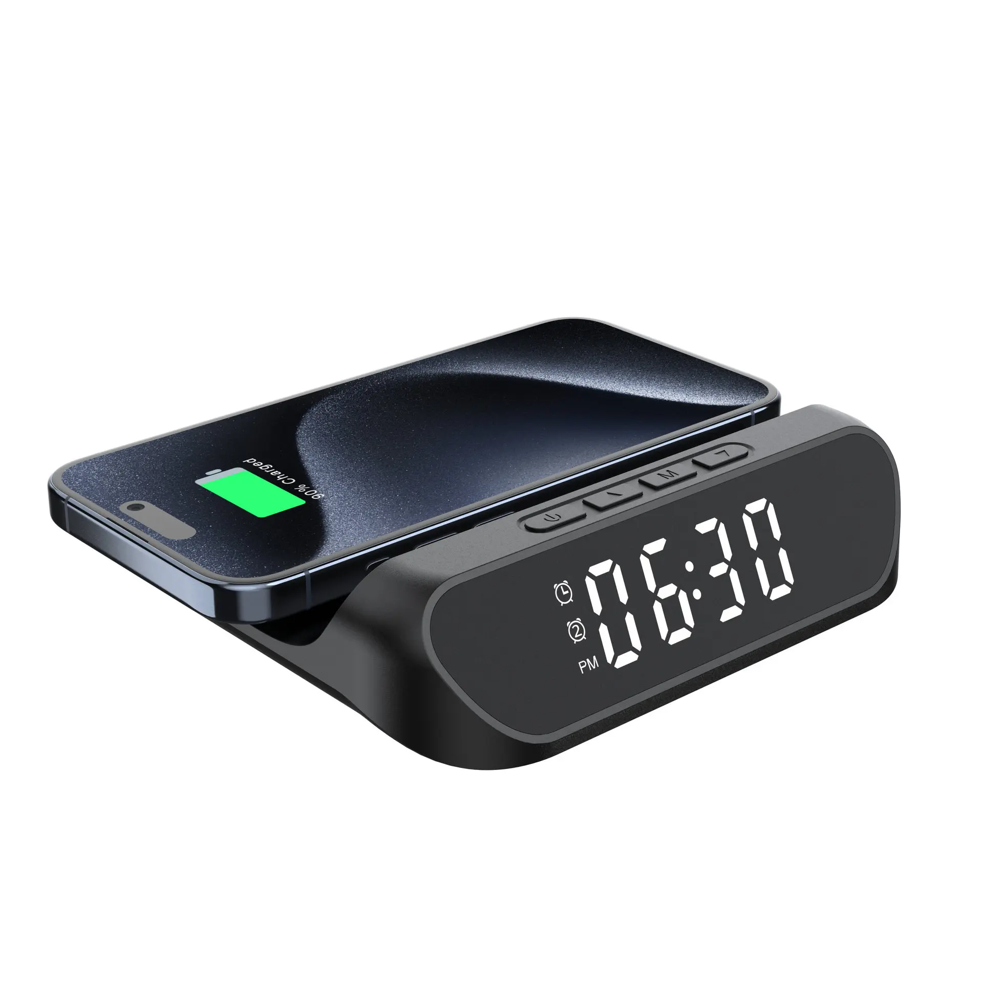 

2 in 1 Desktop Digital LED Display 15W Fast Wireless Charger with Clock for Hotel Home Restaurant High Quality