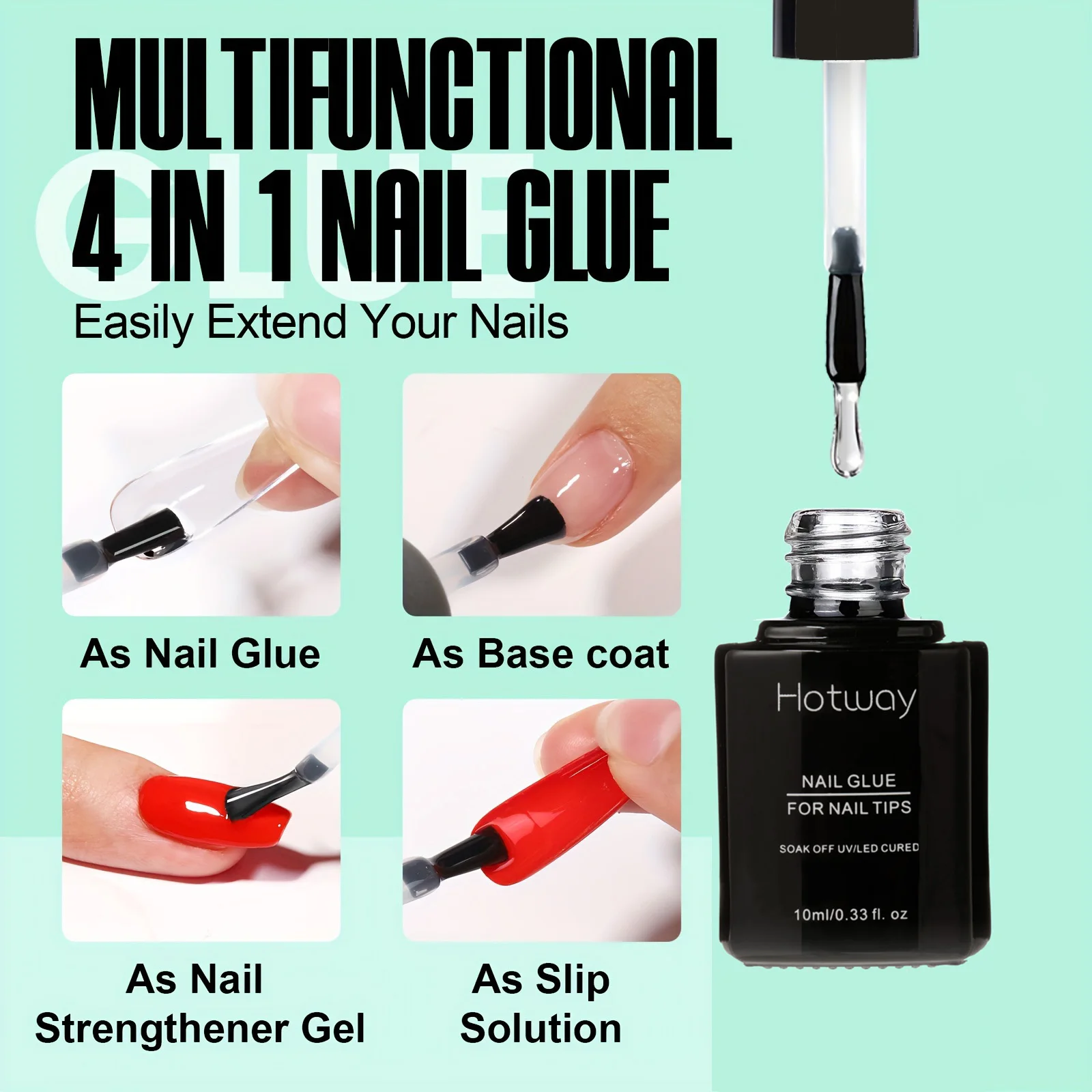 Set di colla per unghie da 10 ml, adatto per unghie acriliche, per punte di unghie finte e lucine a LED per smalto gel necessarie regali per nail art