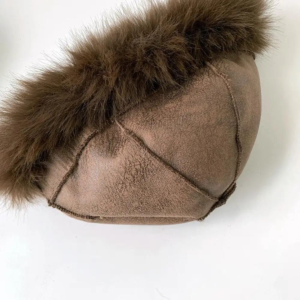 Berretto con orecchie di gatto in peluche con stampa leopardata retrò da donna Addensare cappello di pelliccia calda Cappello a secchiello in pelliccia soffice antivento Cappello Panama per il giorno innevato freddo