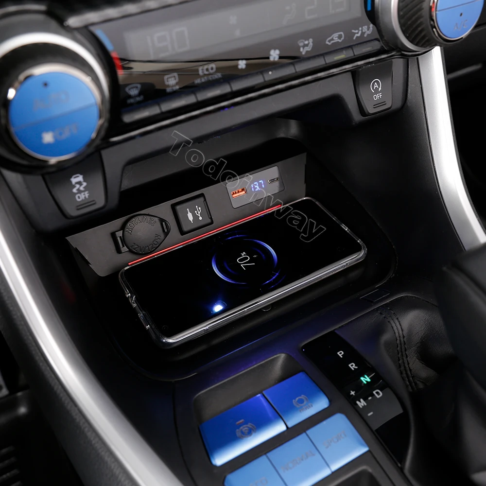 QC3 Fast Wireless Charging Phone Charger usb socket For Toyota RAV4 LHD 2020 2021 2022 2023 XA50 Center Console Accessories view 2