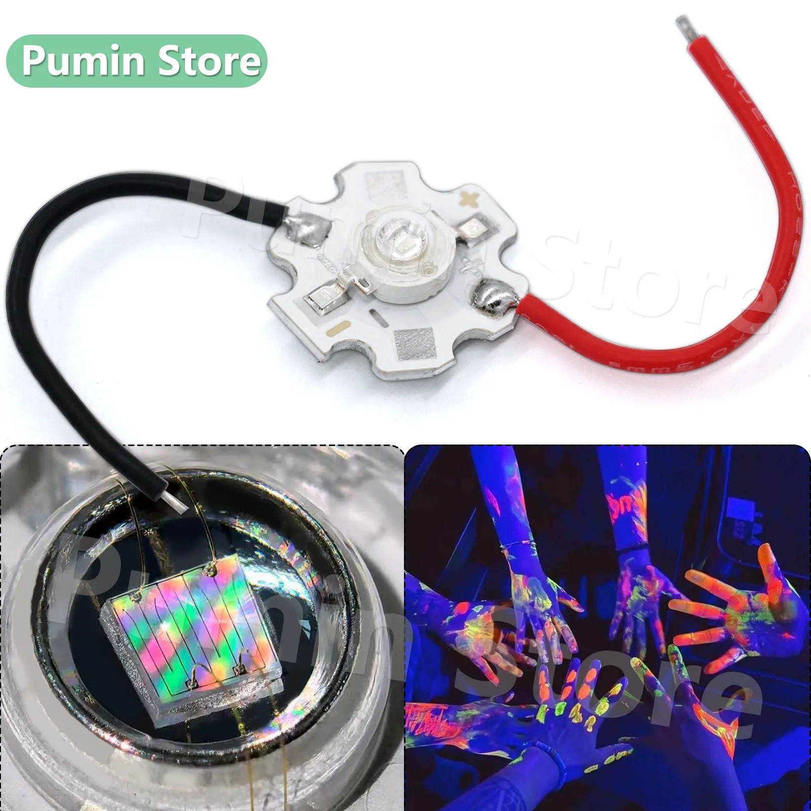 

5-100PCS uv LED Beads 3W DC3V 395-405NM Purple Light 100-700mA Aluminum strip wire For Flashlight Nail Light source accessories
