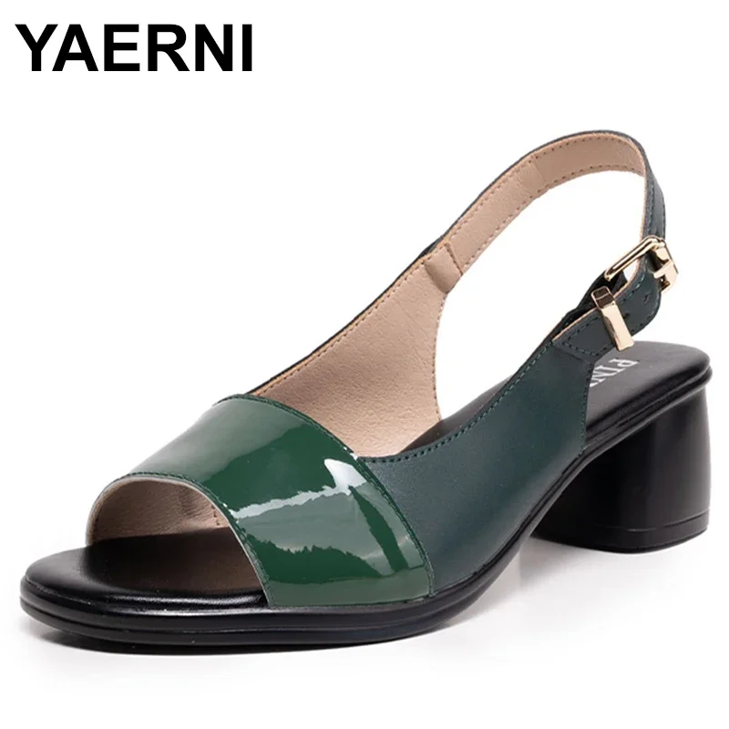 

Patent Leather Peep Toe High Heels Pointed Hollow Non-Slip Office Shoes Summer Buckle Designer Women Sandals Wedding Shoes Bride