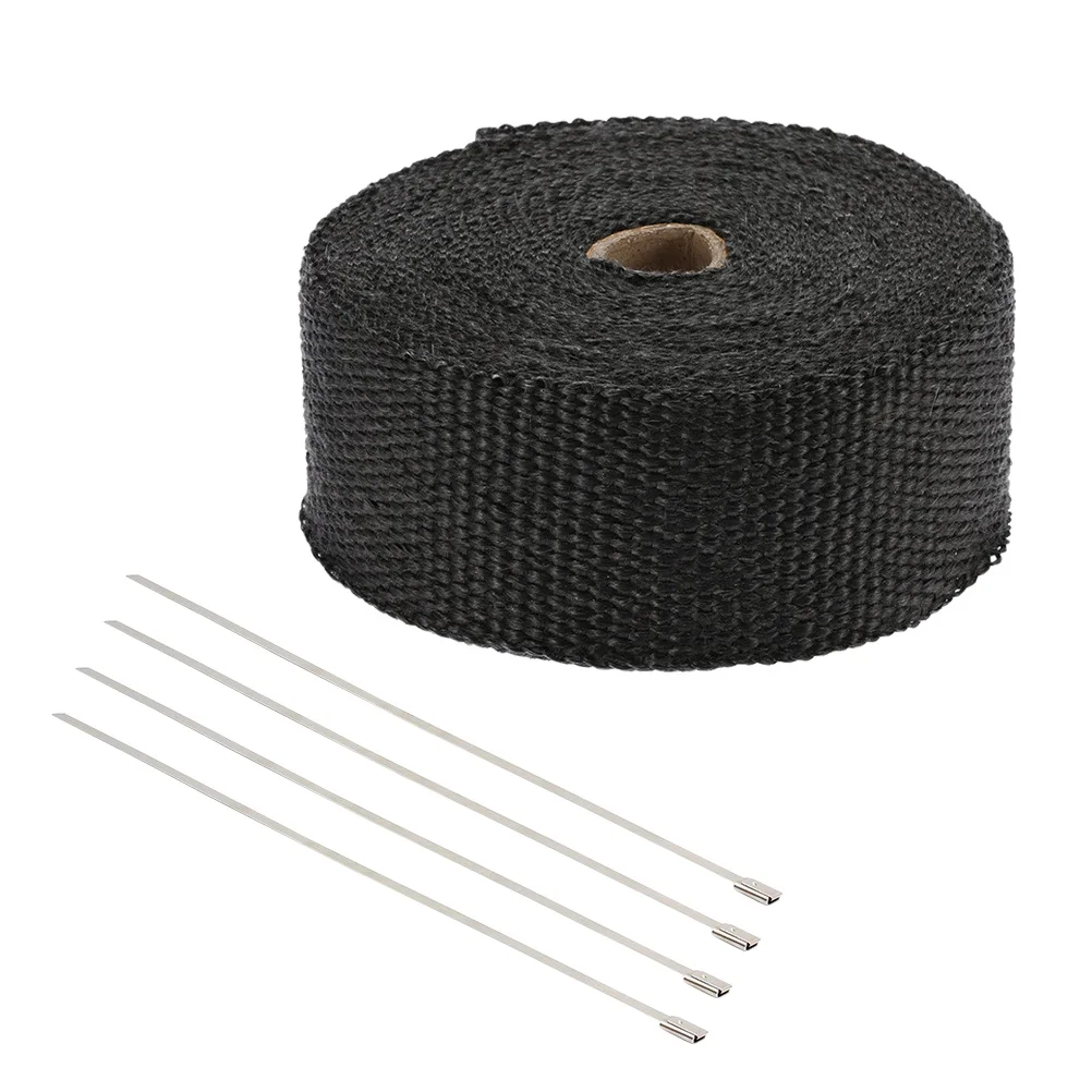 

1.5mm 25mm 5mm Exhaust Roll Header Tube Fiber Car Motorcycle Black Protects Engine Hose Exhaust