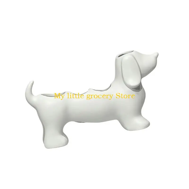 D5BD Dog Toothbrush Holder 3D Printed Dachshund Design Bathroom Countertop Storage Rack For Toothpaste Makeup Electric