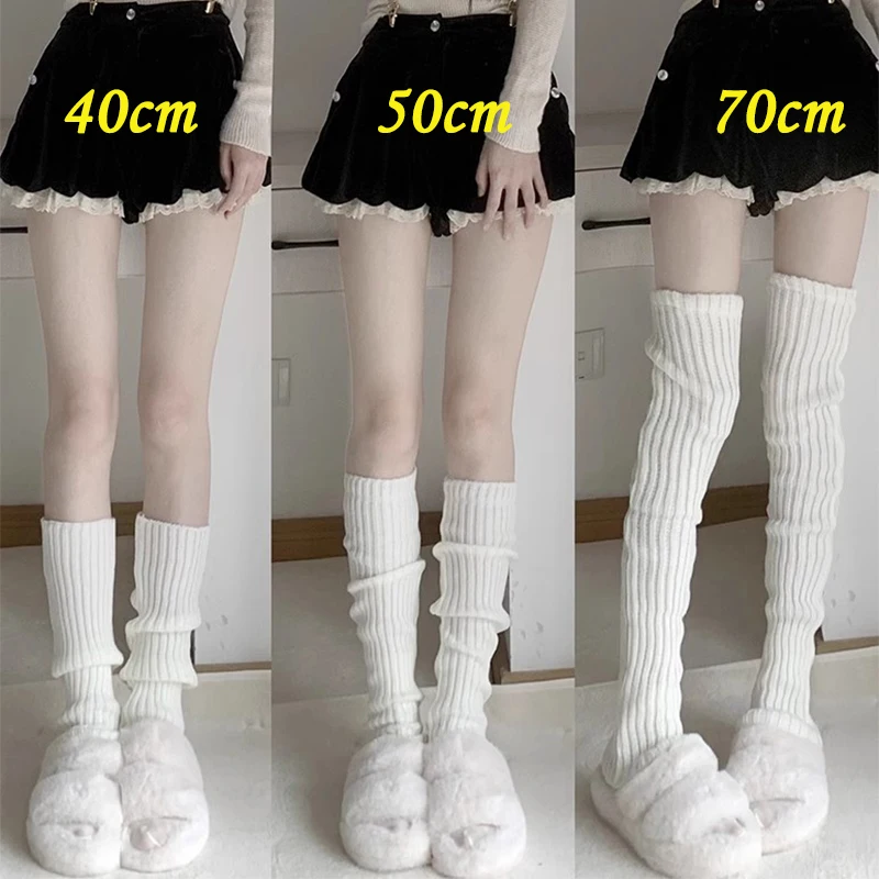 40/50/70cm Lolita Leg Warmers Women Long Socks Wool Knitted Foot Cover Arm Warmer Y2K Autumn Winter Socks Boot Cuffs Stockings