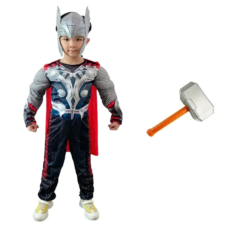 Thor Muscle Anime Smile Hero Cosplay Disfraz, Combinaison, Marteau Everak, Ensemble Completo, Disfraces de Halloween et de Carnaval
