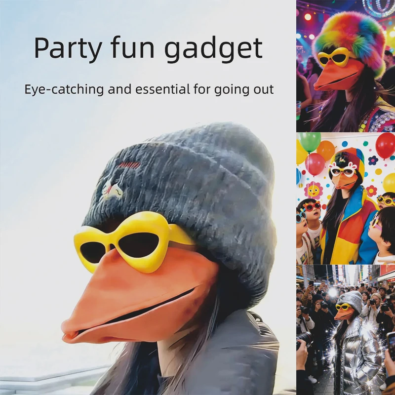 

Cotton Duck Bill Face Mask & Yellow Frame Glasses - Breathable Funny Party Set, Halloween Costume,gift