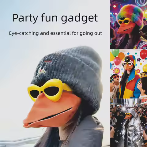 Cotton Duck Bill Face Mask &amp; Yellow Frame Glasses - Breathable Funny Party Set, Halloween Costume,gift