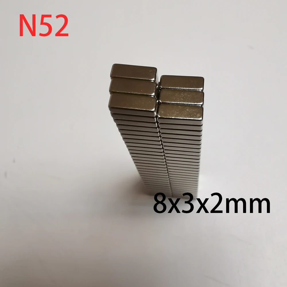 Магниты N52 8x3x2 мм, 8x3x1 мм, 6x3x2 мм, сильные магниты для офисных досок, мини-скутеров, DIY-проектов, холодильников, дропшиппинг