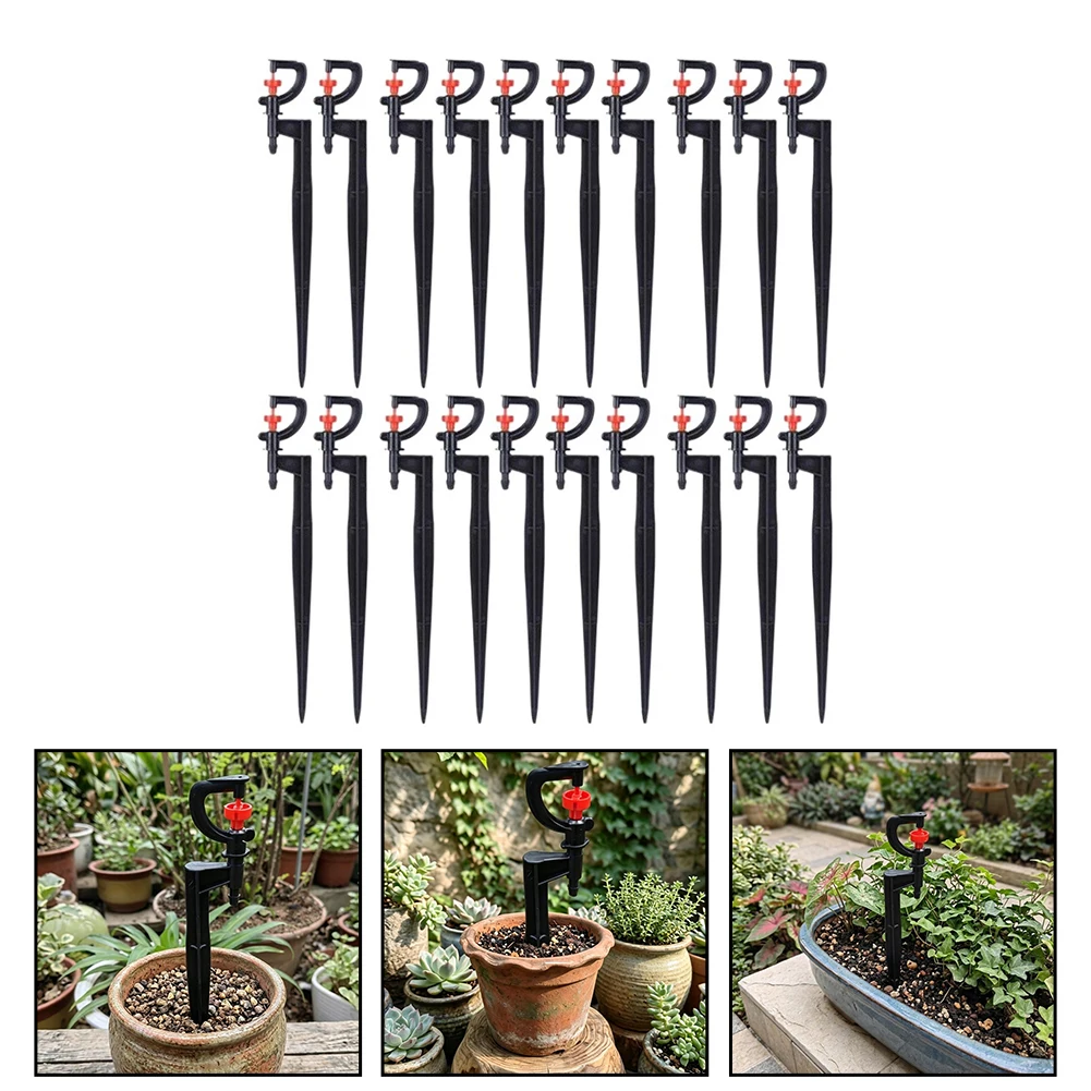 20 Piece Rotary Sprinkler Emitters for Drip Irrigation Systems with Full 360 Degree Rotation and Up to 4.5 Meter Spray Coverage