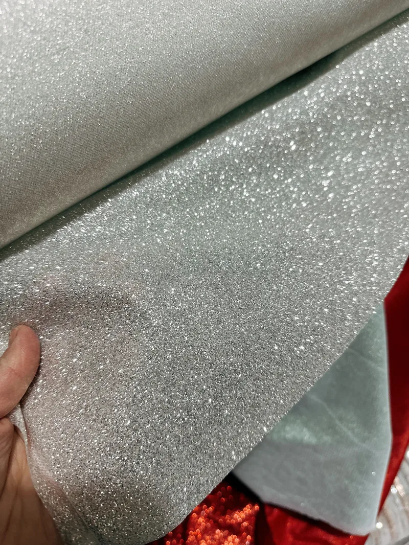 No Drop Glittering Powder High-Grade Fabric Special Champagne Green White Fine Glitter Gilding Mesh Fabric