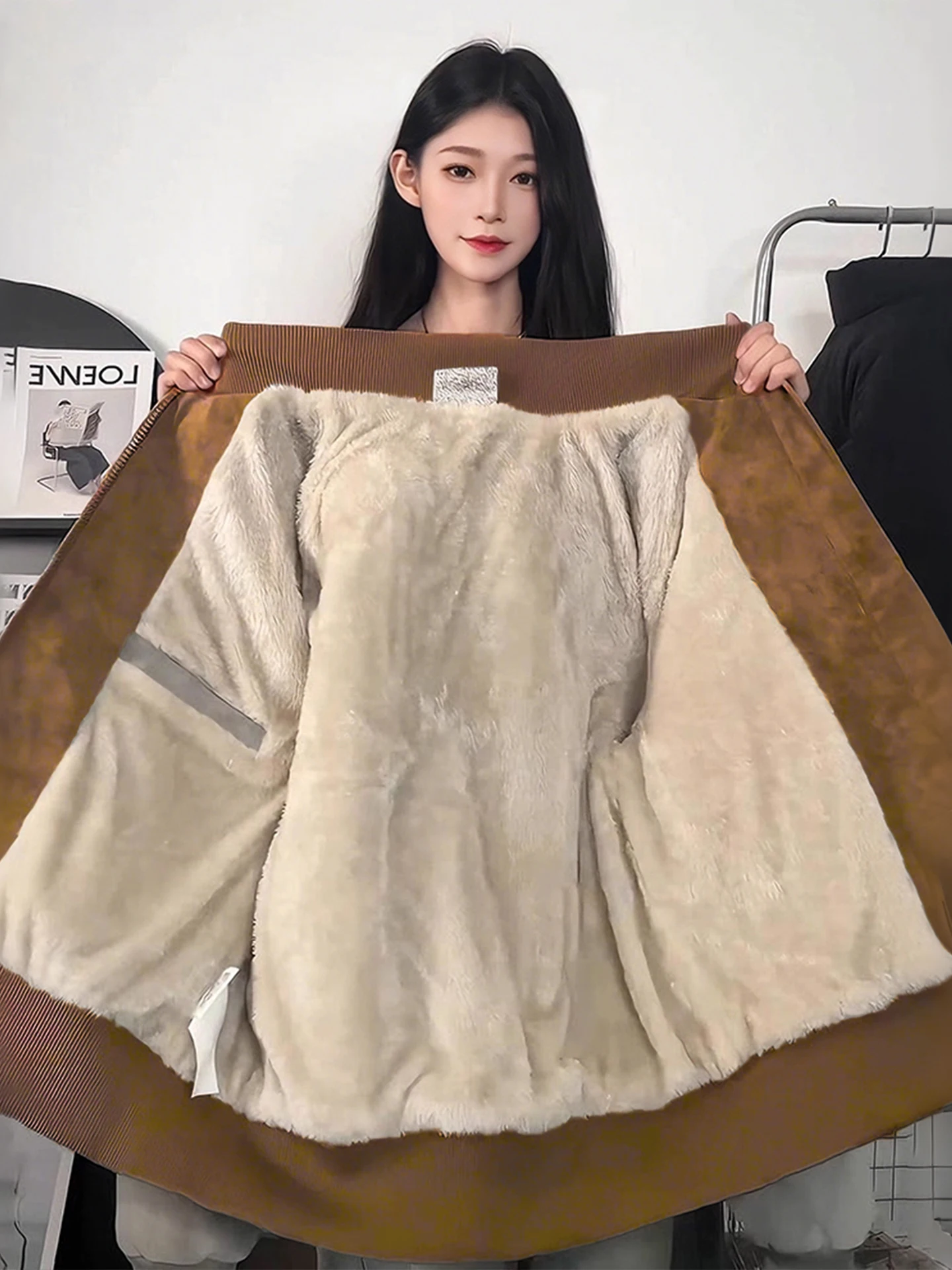 

Куртка из искусственной кожи Cé Brown с эффектом окрашивания, утепленная хлопком, для мужчин и женщин, зимняя, на флисовой подкладке, с американским воротником-стойкой, в мотоциклетном стиле