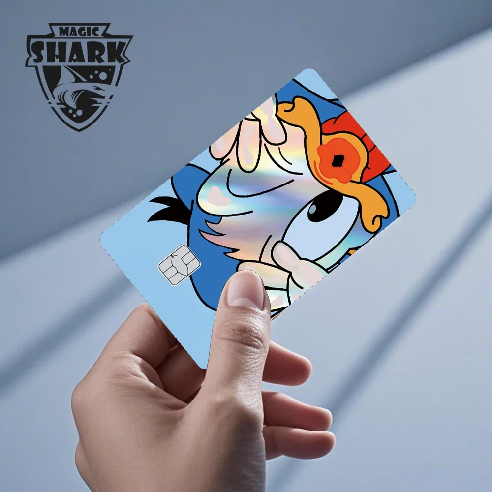 Tubarão mágico dos desenhos animados pato donald mickey grande herói ponto princesa laser filme holográfico capa de pele adesivo para cartão de débito de crédito