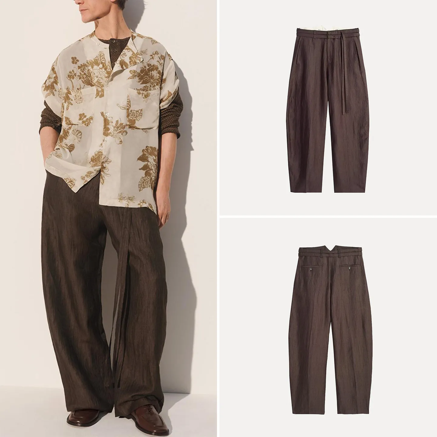 

Мужские модные повседневные свободные брюки с широкими штанинами Весна 2026 с поясом, персонализированные, стильные, свободного кроя, удобные, мужская одежда