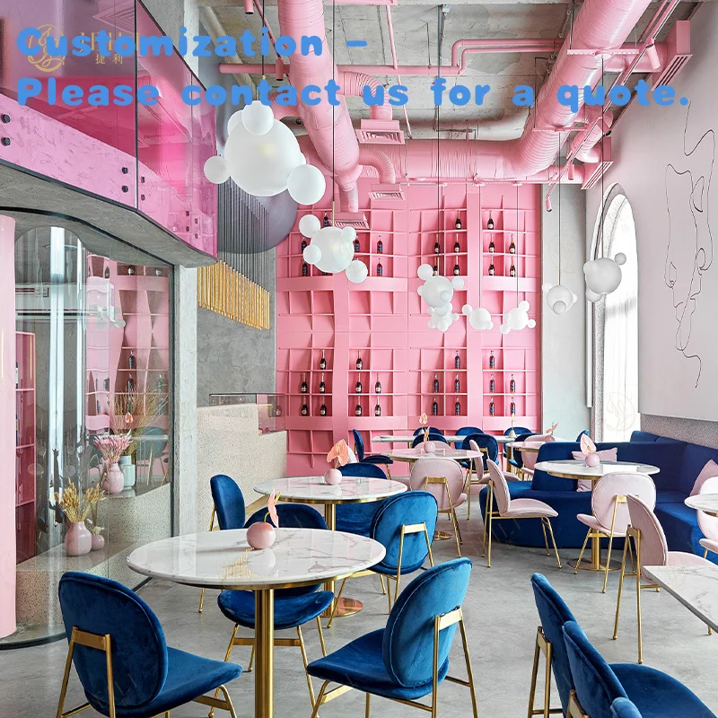 

custom.Leisure Simple Design Leather Sofa Set Coffee Shop Furniture Modern Blue Booths Seating Restaurant Tables and Chairs Proj