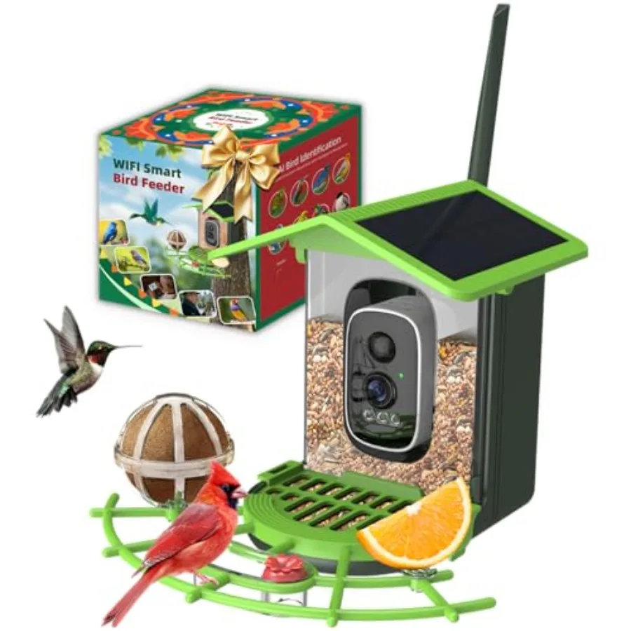 

Умная кормушка для птиц с камерой 2K, онлайн-просмотром, распознаванием птиц с ИИ, защитой от белок, двойной солнечной панелью, антенной 5 дБ и мгновенными оповещениями для Na