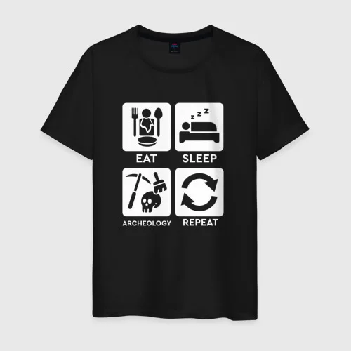 Eat Sleep Archeology Repeat  black T-Shirt Funny Archaeologist Graphic Tee Unisex Casual Top Perfect Gift History Enthusiasts