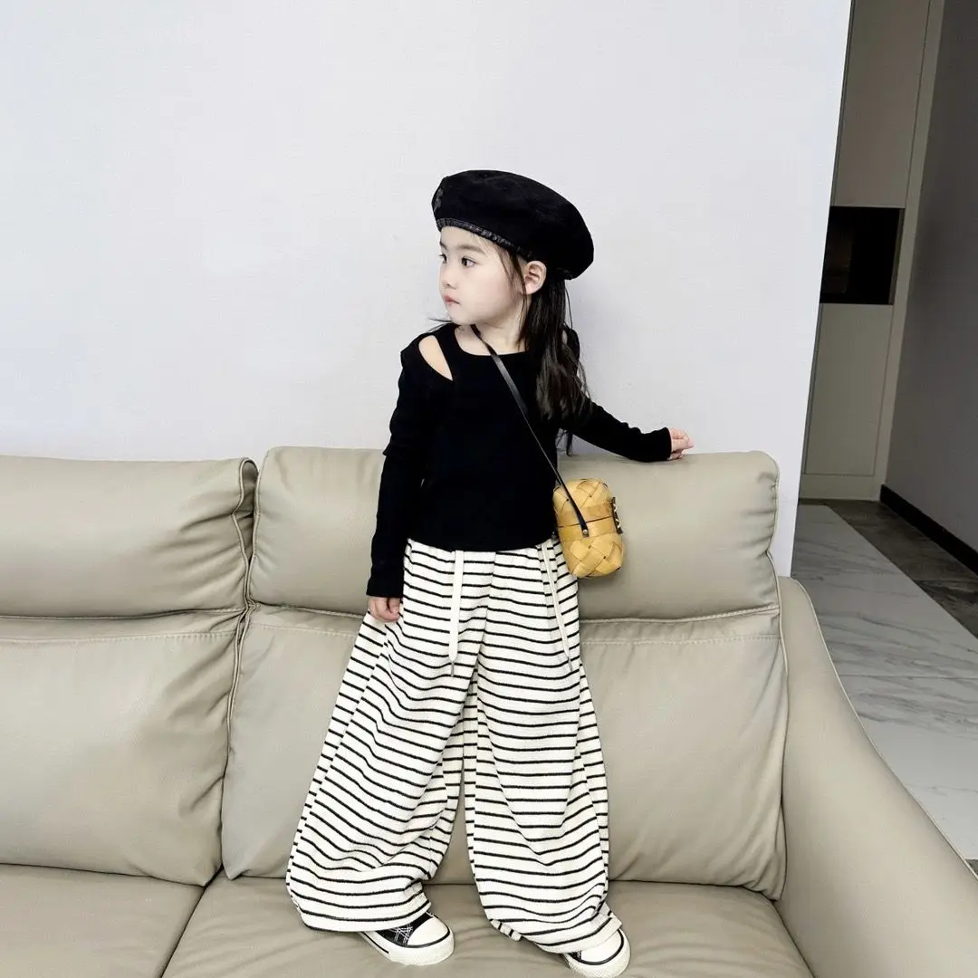 مجموعة الخريف الجديدة للفتيات: بلوزة بأكمام طويلة وبنطال أنيق واسع الساق مكون من قطعتين ملابس غير رسمية للفتيات الصغيرات #5