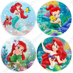 Little Baby Mermaid Round Backdrop Disney Princess Ariel Girls Birthday Party Circle Custom Photography Background Photo Studio