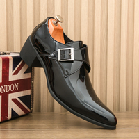 Luxury Black High Heel Men's Shoes Fashion Moccasin For Men Wedding Shoes Casual Dress Leather Pointed Toe Shoes Man Oxford Shoe