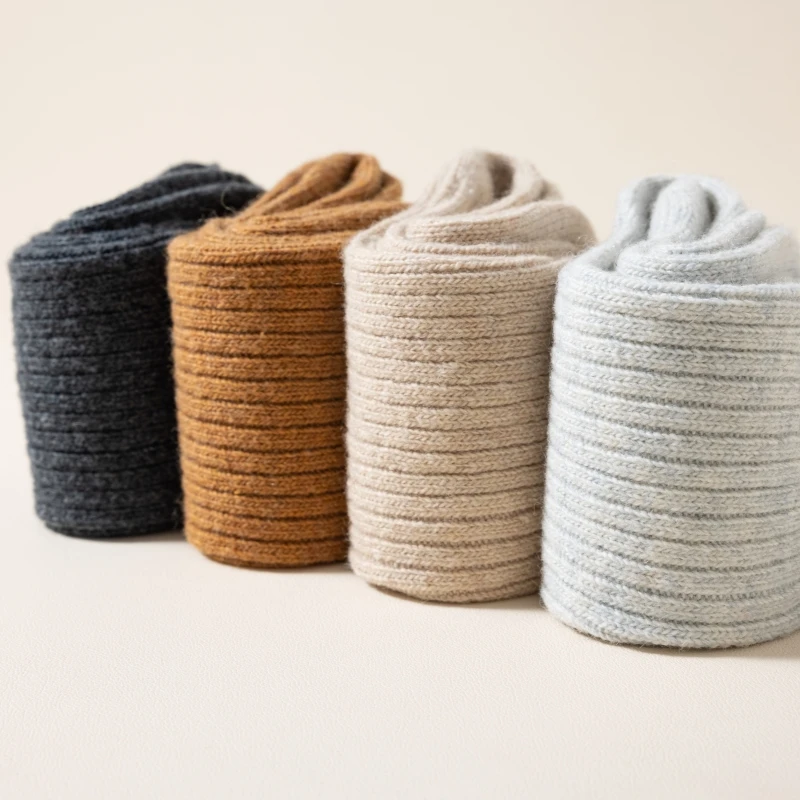 3 Pair Winter Thick Warm Men's Wool Socks High Quality Harajuku Retro Merino Wool Casual Socks Large Size Long Socks