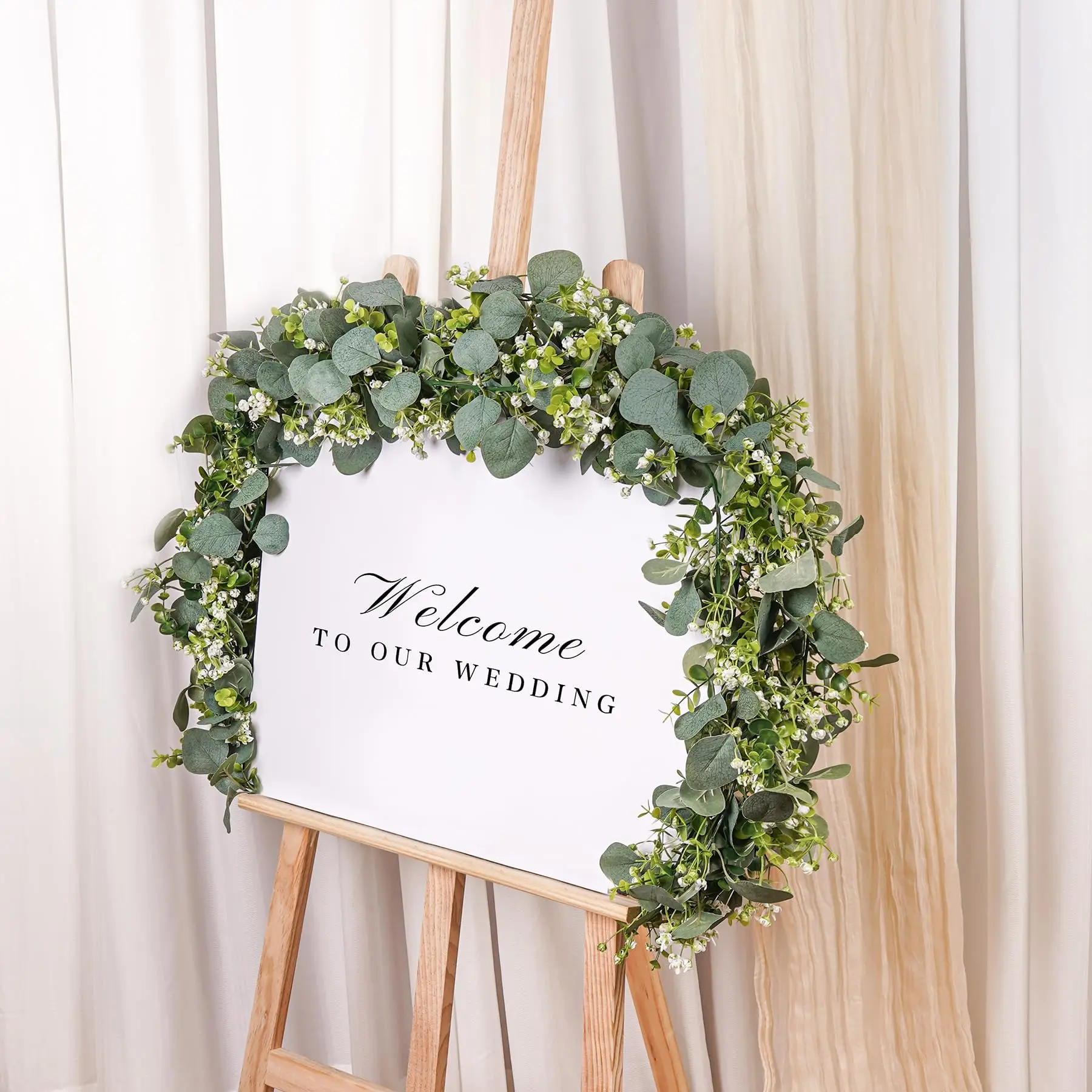 الاصطناعي الأوكالبتوس جارلاند الفضة الدولار يترك فو الخضرة الكرمة لاستحمام الطفل حفل زفاف الجدول غرفة ديكور حديقة المنزل #5