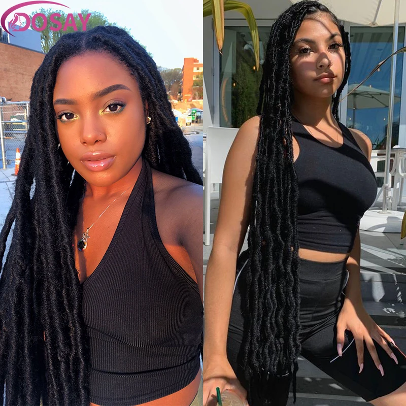 Black Synthetic Box Braided Full Lace Wig 40'' Super Long Heat Resistant Lace Front Braids Wig Senegalese Twist Looped Braid Wig