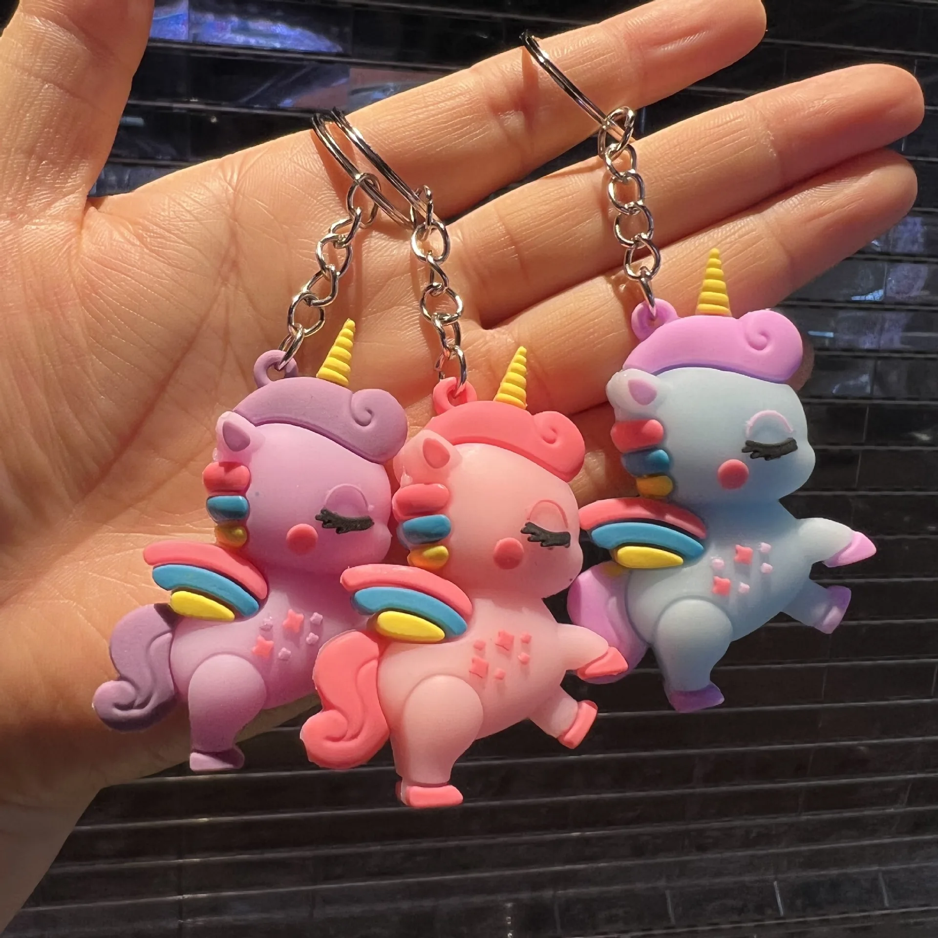 Cartoon Unicorn Cute Bestie Personality Key Ring Chain Bag Small Pendant Accessories Key Chain Couple Decoration Gifts Wholesale