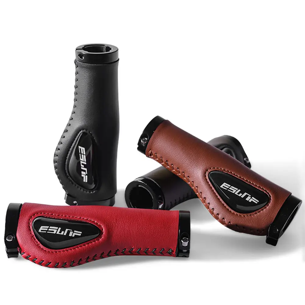 Leder Fahrrad Anti-shock Lenker Griffe Stoßdämpfung Ergonomische Berg Radfahren Anti-slip Weiche Silikon Fahrrad MTB Griffe